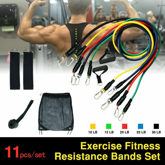 11 Pcs Resistance Band Set Yoga Exercise - Picture 1 of 2